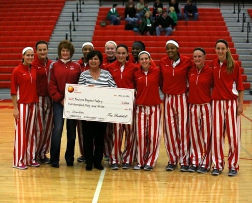 THS Girls Basketball presents check to TFBT